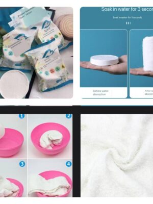 COMPRESSED EASY CARRY HOTEL/CAMPING WATER ABSORBENT COTTON TOWEL - WHITE (BIGGEST SIZE)