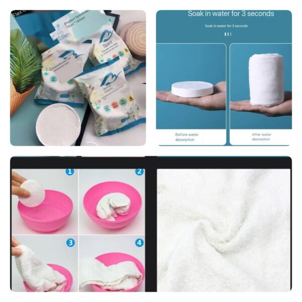 COMPRESSED EASY CARRY HOTEL/CAMPING WATER ABSORBENT COTTON TOWEL - WHITE (BIGGEST SIZE)