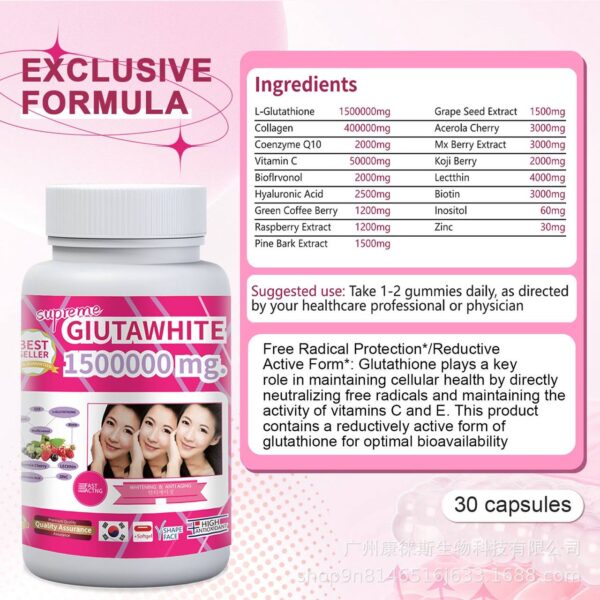 GLUTA WHITE 1500000 MG SKIN WHITENING & ANTI AGING CAPSULES (90 CAPSULES)