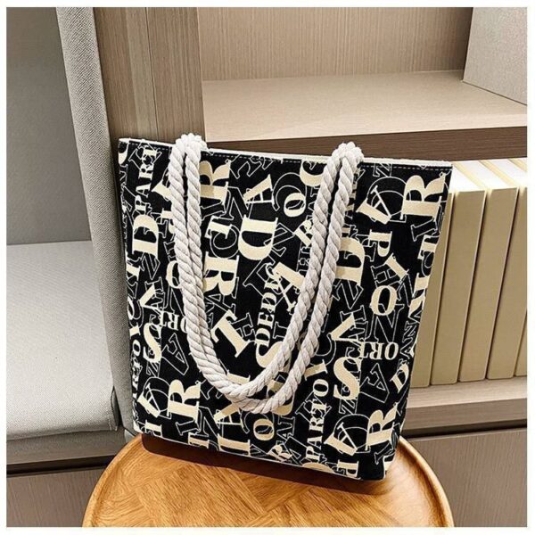 CLASSICAL ALPHABETICAL PATTERN TOTE BAG