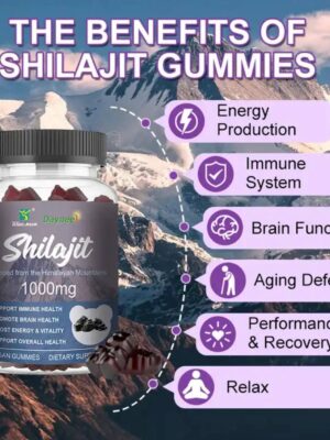DAYNEE SHILAJIT OVERALL HEALTH THERAPY 1000MG - Sourced from the HIMALAYAN MOUNTAINS - (60 VEGANS GUMMIES)