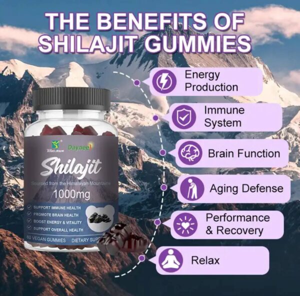 DAYNEE SHILAJIT OVERALL HEALTH THERAPY 1000MG - Sourced from the HIMALAYAN MOUNTAINS - (60 VEGANS GUMMIES)
