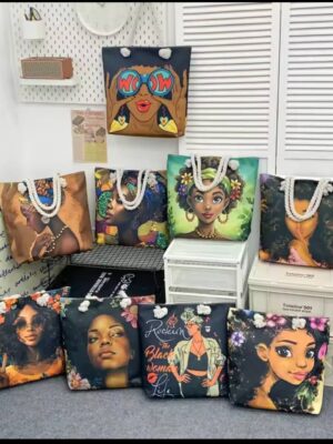 HOPPY LARGE CAPACITY COLOUR ILLUSTRATION PATTERN FASHIONABLE TOTE BAG - DESIGN 003