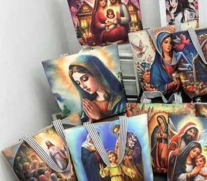 LARGE CAPACITY COLOUR BIBLICAL ILLUSTRATION PATTERN FASHIONABLE TOTE BAG - DESIGN 004