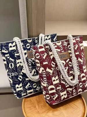 CLASSICAL ALPHABETICAL PATTERN TOTE BAG