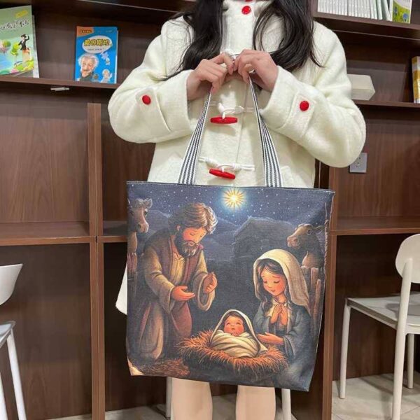 LARGE CAPACITY COLOUR BIBLICAL ILLUSTRATION PATTERN FASHIONABLE TOTE BAG - DESIGN 004