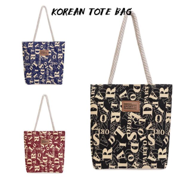 CLASSICAL ALPHABETICAL PATTERN TOTE BAG