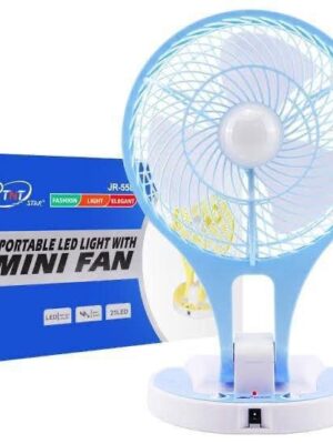 RECHARGEABLE PORTABLE LED LIGHT WITH MINI FAN (JR - 5580)
