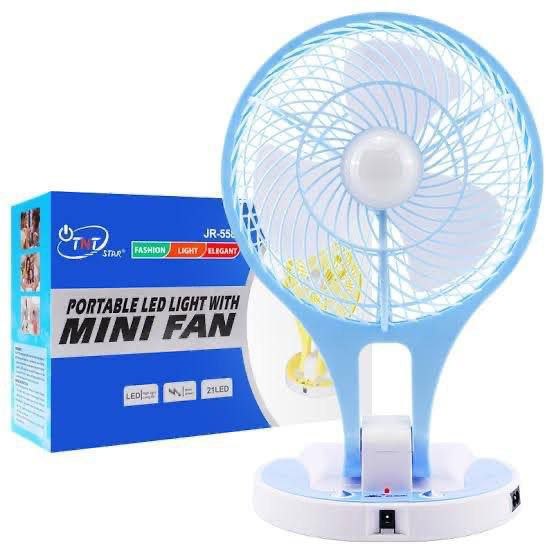 RECHARGEABLE PORTABLE LED LIGHT WITH MINI FAN (JR - 5580)