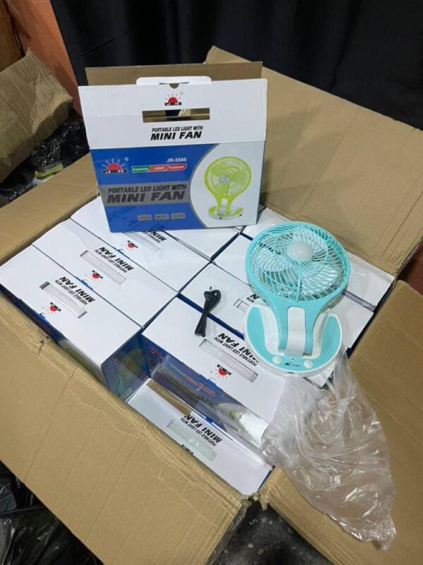 RECHARGEABLE PORTABLE LED LIGHT WITH MINI FAN (JR - 5580)