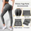 2PCS SEAMLESS HIGH STRETCH LADIES GYM WEAR SET – LONG HIP HUGGING TUMMY CONTROL LEGGINGS & PADDED TOP BRA