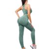 2PCS SEAMLESS HIGH STRETCH LADIES GYM WEAR SET – LONG HIP HUGGING TUMMY CONTROL LEGGINGS & PADDED TOP BRA