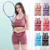 2PCS SEAMLESS HIGH STRETCH LADIES ‘SHORT’ GYM WEAR SET – HIP HUGGING TUMMY CONTROL BIKER SHORT & PADDED TOP BRA 