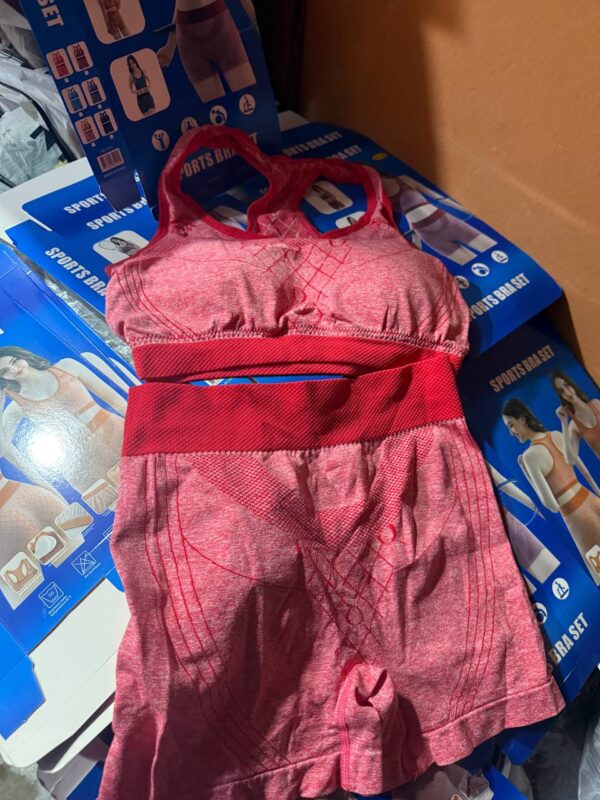 2PCS SEAMLESS HIGH STRETCH LADIES ‘SHORT’ GYM WEAR SET – HIP HUGGING TUMMY CONTROL BIKER SHORT & PADDED TOP BRA 