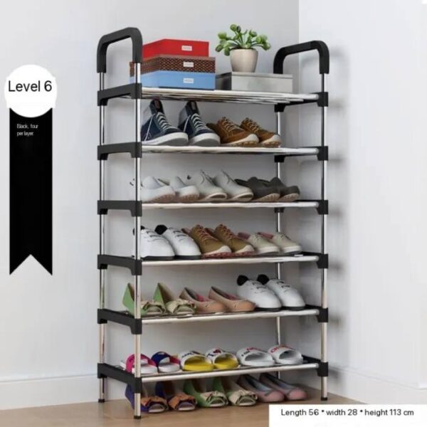 5&6 STEP STRONG DURABLE SHOE RACK  BLACK/SILVER STEEL (BIG POLE) ••• 💯% STRONG 💪🏽