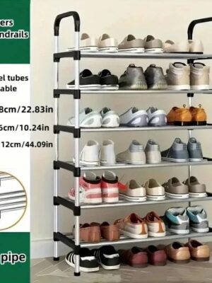 5&6 STEP STRONG DURABLE SHOE RACK  BLACK/SILVER STEEL (BIG POLE) ••• 💯% STRONG 💪🏽