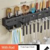 60CM FREE PUNCHING TILE/WALL-MOUNTED KITCHEN COOKING/EATING UTENSILS RACK WITH 3 SHALLOW STORAGE SLOTS (DESIGN 001)