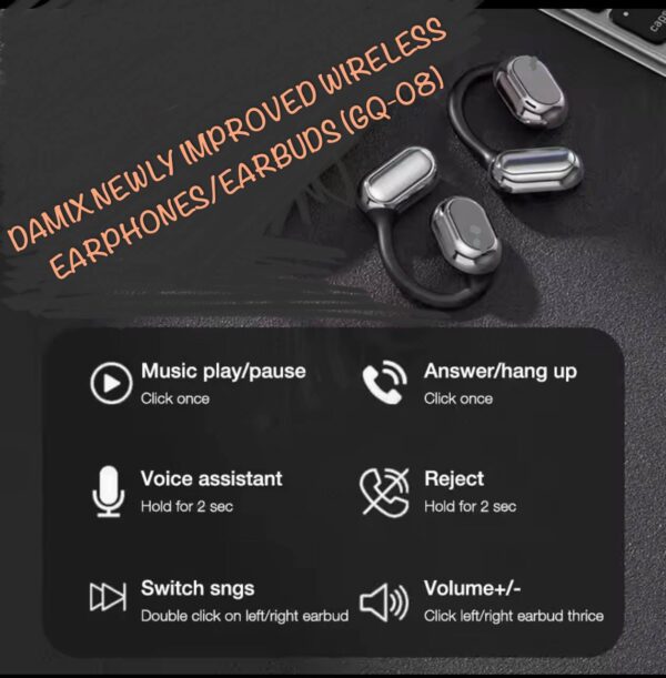 DAMIX NEWLY IMPROVED WIRELESS EARPHONES/EARBUDS (GQ-08)