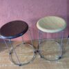 THICKENED WROUGHT REINFORCED ROUND STOOL WITH WOODEN SURFACE (COLOURS AVAILABLE: Light Brown & Dark Brown)