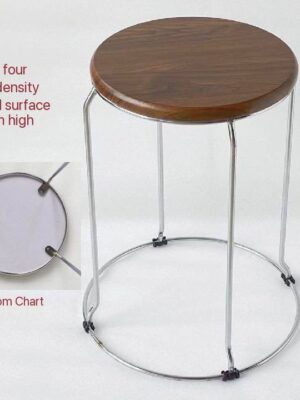 THICKENED WROUGHT REINFORCED ROUND STOOL WITH WOODEN SURFACE (COLOURS AVAILABLE: Light Brown & Dark Brown)