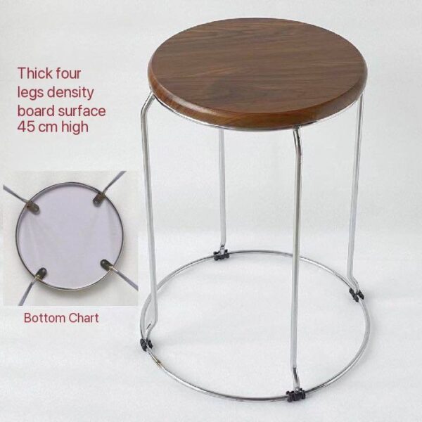 THICKENED WROUGHT REINFORCED ROUND STOOL WITH WOODEN SURFACE (COLOURS AVAILABLE: Light Brown & Dark Brown)