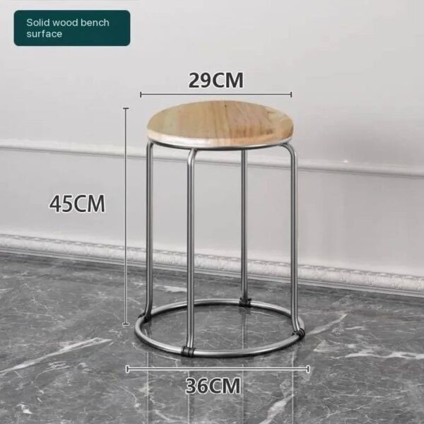 THICKENED WROUGHT REINFORCED ROUND STOOL WITH WOODEN SURFACE (COLOURS AVAILABLE: Light Brown & Dark Brown)