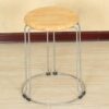 THICKENED WROUGHT REINFORCED ROUND STOOL WITH WOODEN SURFACE (COLOURS AVAILABLE: Light Brown & Dark Brown)