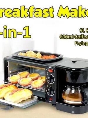 3in1 MULTIFUNCTION 1050WATT BREAKFAST MAKER (FOR GRILLING, TOASTING, BAKING, RE-HEATING, COFFEE MAKER)