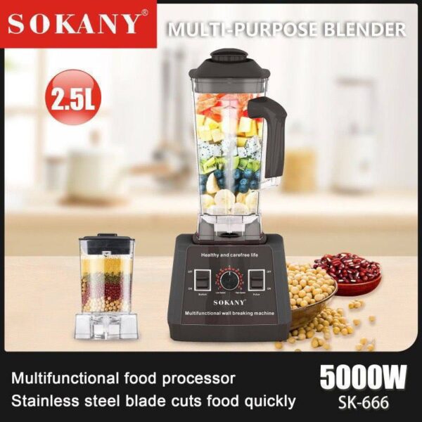 5000WATT SOKANY MULTIFUNCTIONAL DOUBLE CUP  BLENDER - (2.5L BIG JAR CUP)