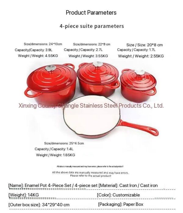 4PCS/SET HIGH QUALITY ENAMEL DIE-CAST COOKWARE/POT SET