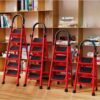 ADJUSTABLE THICKENED CARBON STEEL ZIGZAG FOLDABLE LADDER