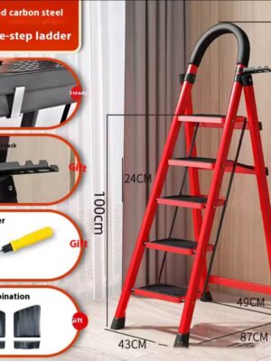 ADJUSTABLE THICKENED CARBON STEEL ZIGZAG FOLDABLE LADDER