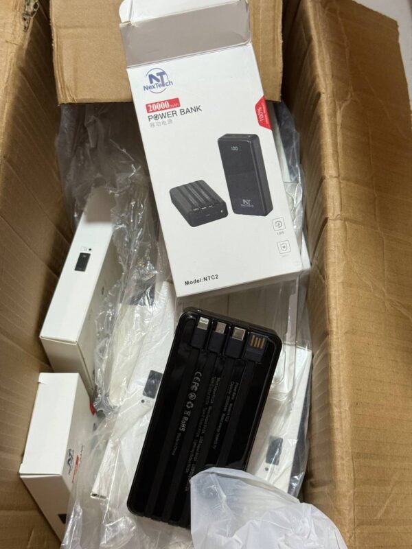 20000MAH NEXT TECH LASTING POWERBANK WITH IN-BUILT CHARGING CABLES & TOUCH LIGHT