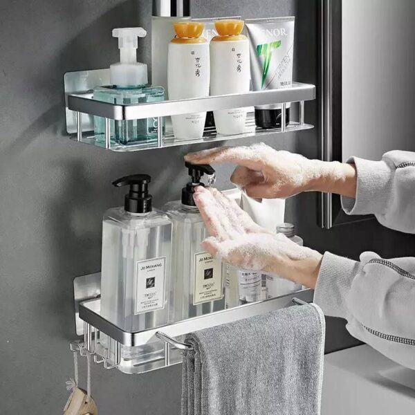 2 in 1 MULTIPURPOSE KITCHEN/BATHROOM WALL MOUNT SHELF