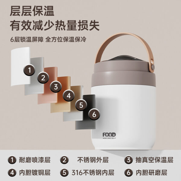 *316 Stainless Steel 1200mL Double-Layer Vacuum Insulated Lunch Box