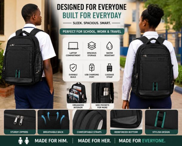 OULIYA HIGH-QUALITY WATERPROOF OXFORD LARGE-CAPACITY LAPTOP, TRAVEL, SCHOOL BAG/BACKPACK WITH USB CHARGING PORT